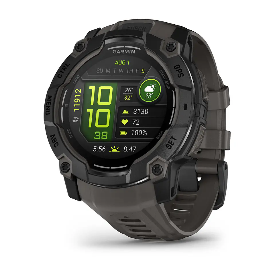 Garmin Instinct® 3 – 50 mm, AMOLED - Negro con correa gris marengo 1