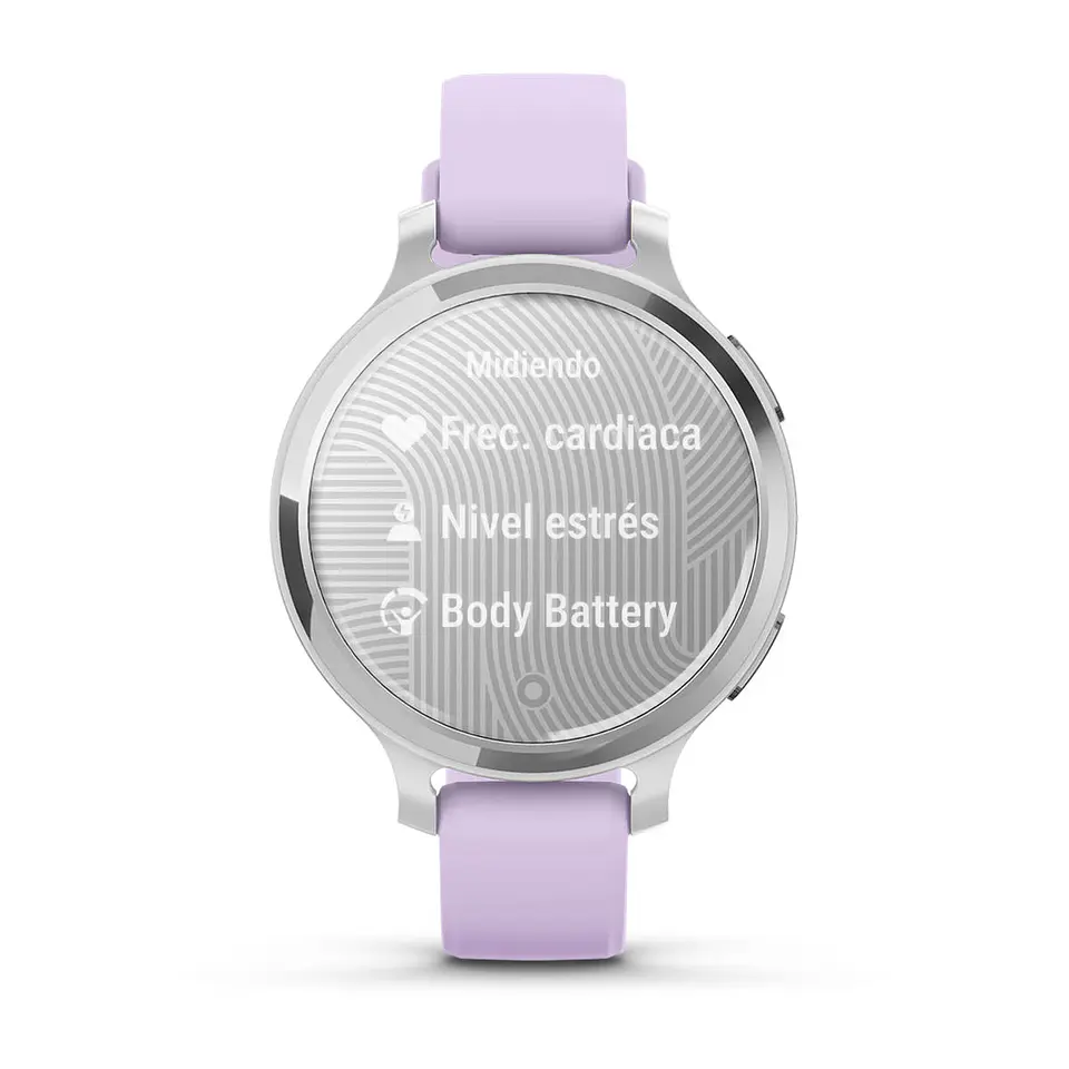Garmin Lily® 2 Active - Plata con correa de silicona jazmín morado 4