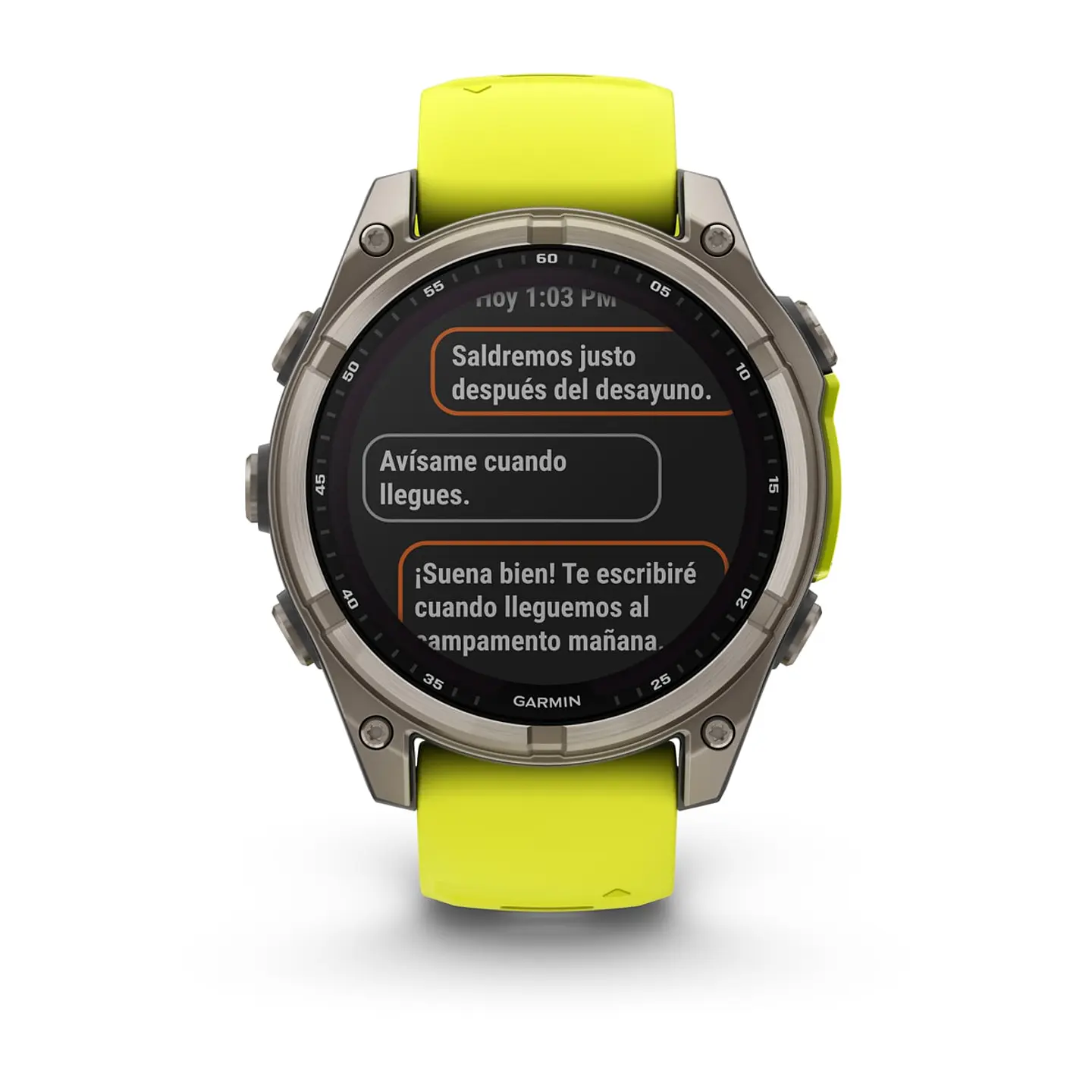 Garmin fēnix® 8 – 47 mm, Solar, Sapphire - Sapphire, Titanio con correa de silicona amarilla/grafito 10