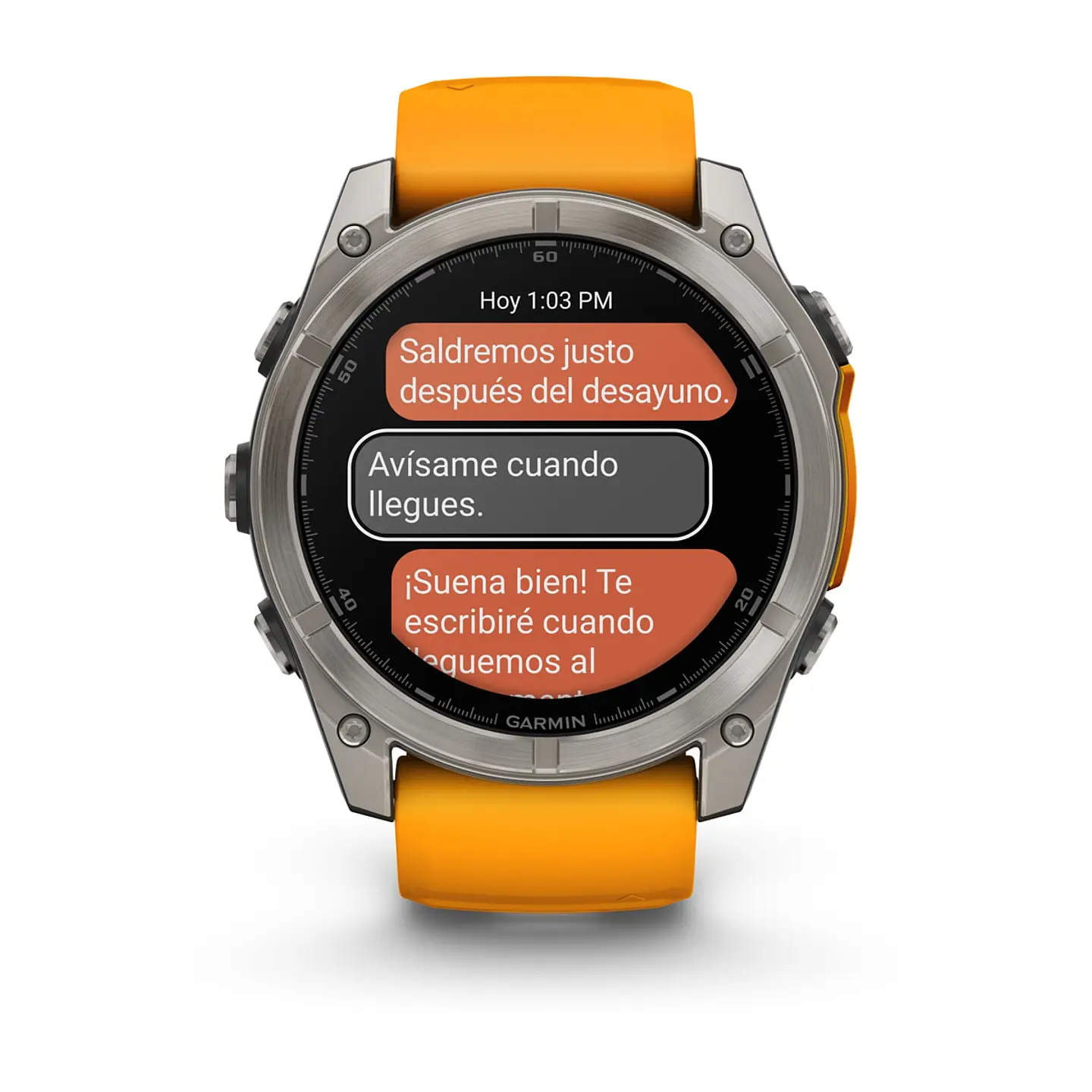 Garmin fēnix® 8 – 51 mm, AMOLED - Sapphire, Titanio con correa de silicona naranja/grafito 10