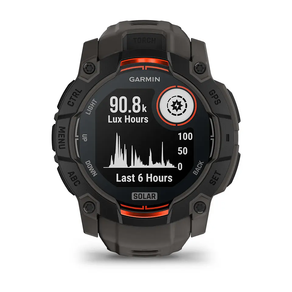 Garmin Instinct® 3 – 50 mm, Solar - Negro con correa gris marengo 2