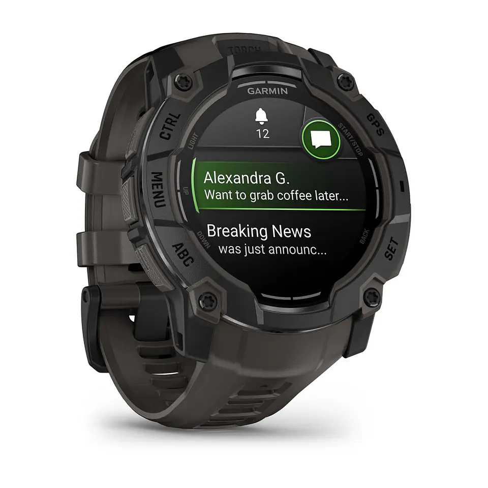 Garmin Instinct® 3 – 50 mm, AMOLED - Negro con correa gris marengo 3