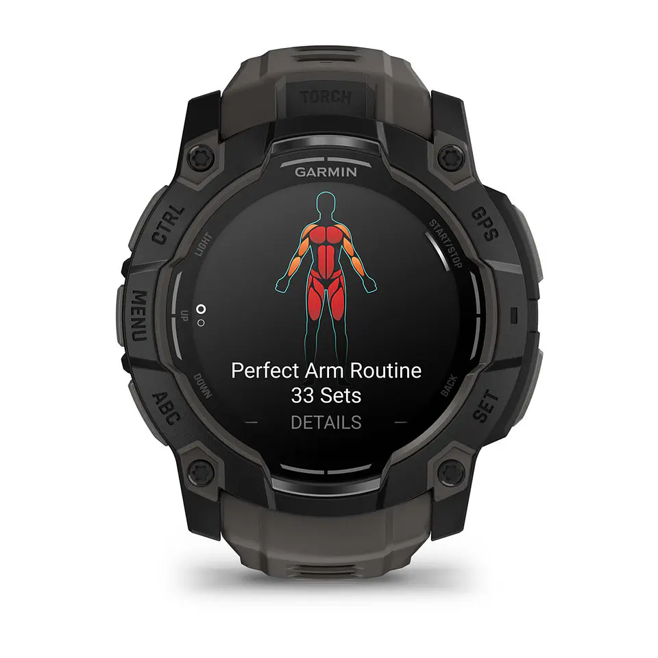 Garmin Instinct® 3 – 50 mm, AMOLED - Negro con correa gris marengo 4