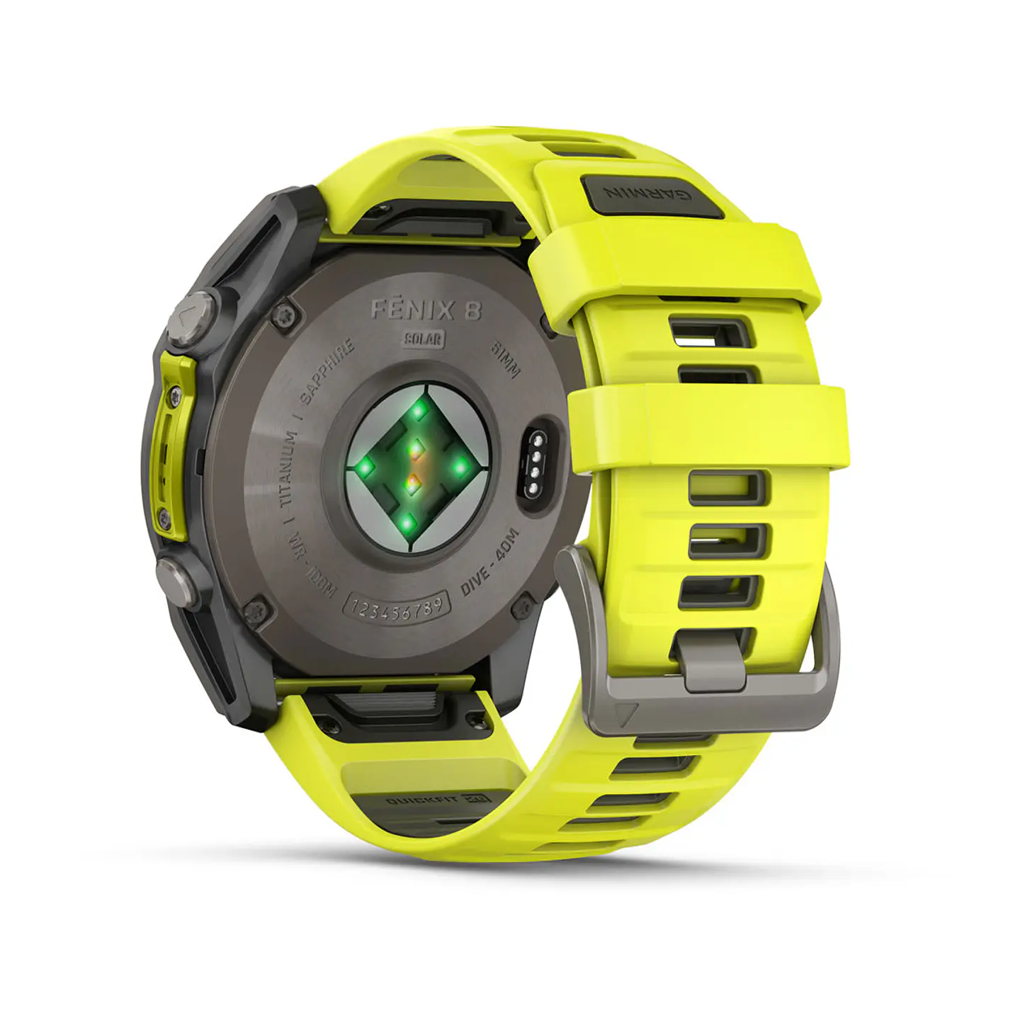 Garmin fēnix® 8 – 51 mm, Solar, Sapphire - Sapphire, Titanio con correa de silicona amarilla/grafito 11