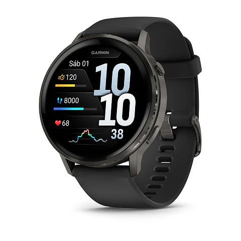 Garmin Venu® 4 - 45 mm - Gris con Correa de silicona negra