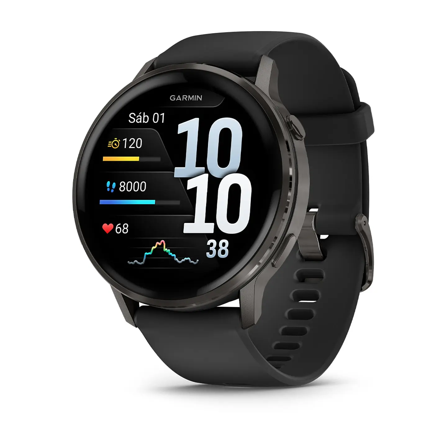 Garmin Venu® 4 - 45 mm - Gris con Correa de silicona negra 1