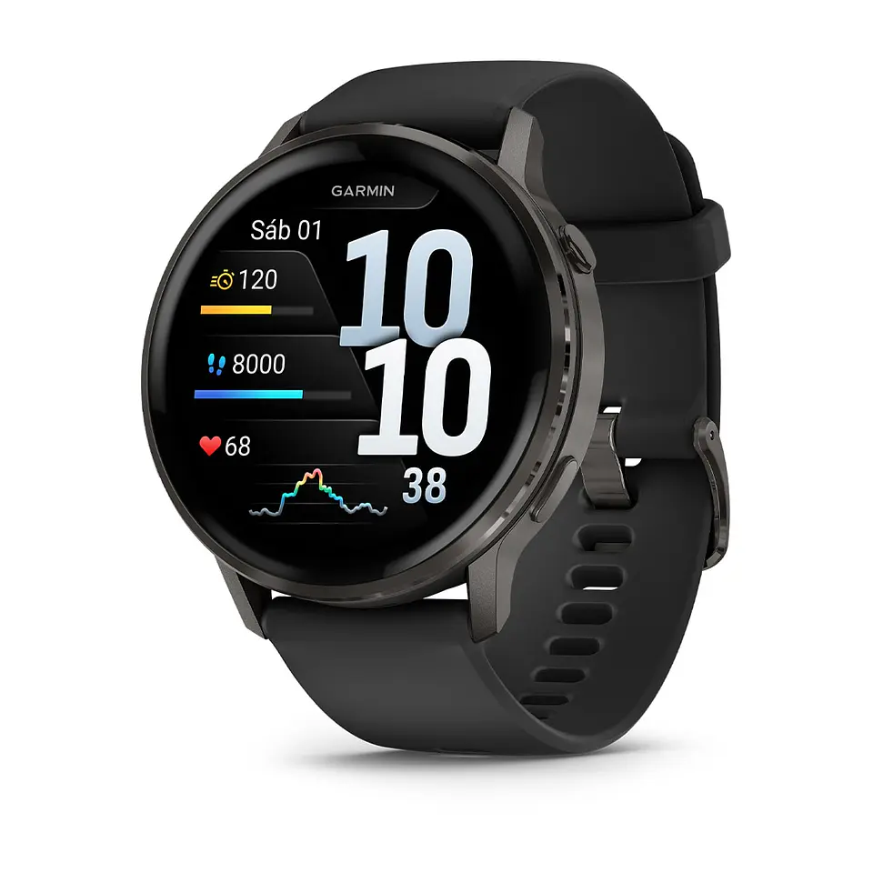 Garmin Venu® 4 - 45 mm - Gris con Correa de silicona negra 1