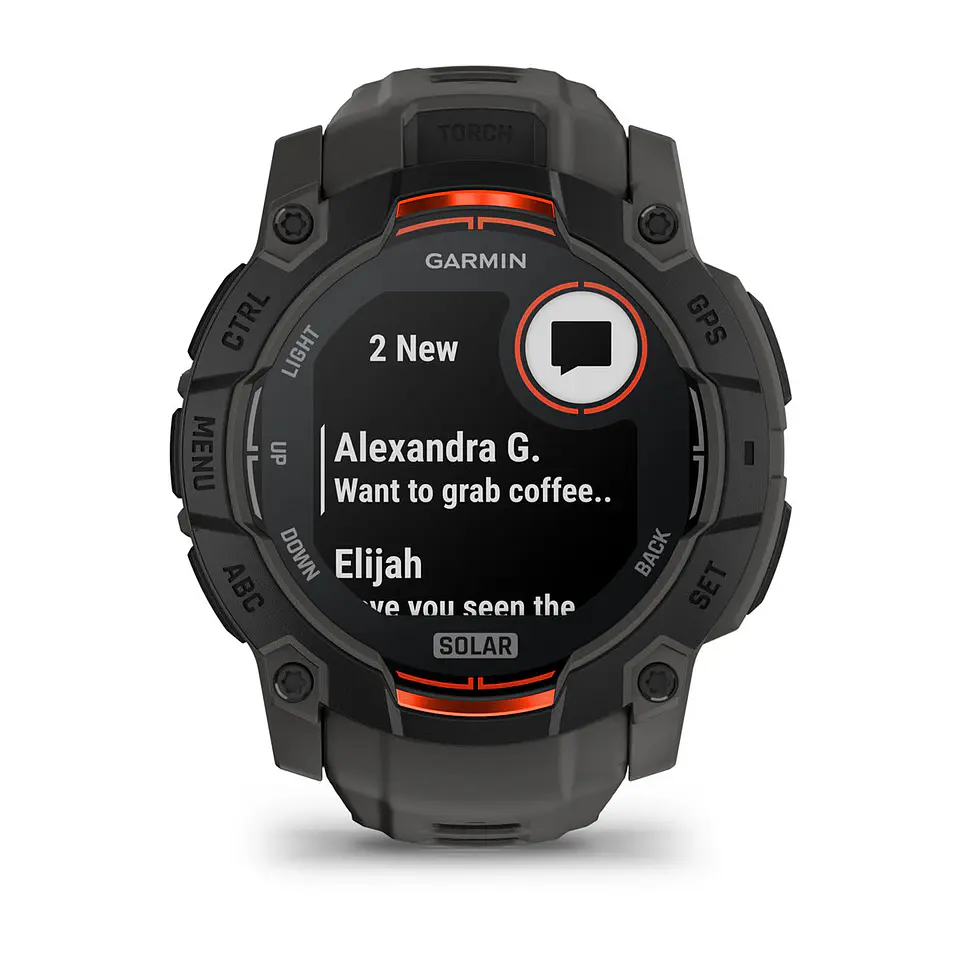 Garmin Instinct® 3 – 50 mm, Solar - Negro con correa gris marengo 4