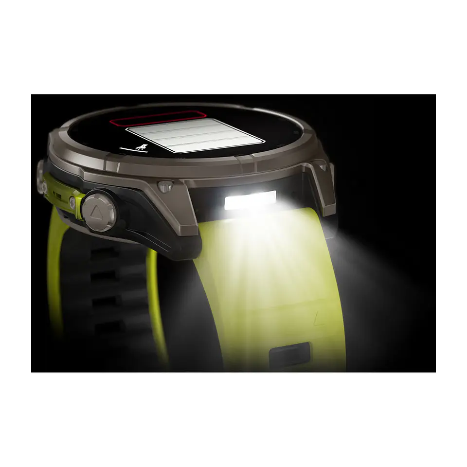Garmin fēnix® 8 – 47 mm, Solar, Sapphire - Sapphire, Titanio con correa de silicona amarilla/grafito 11