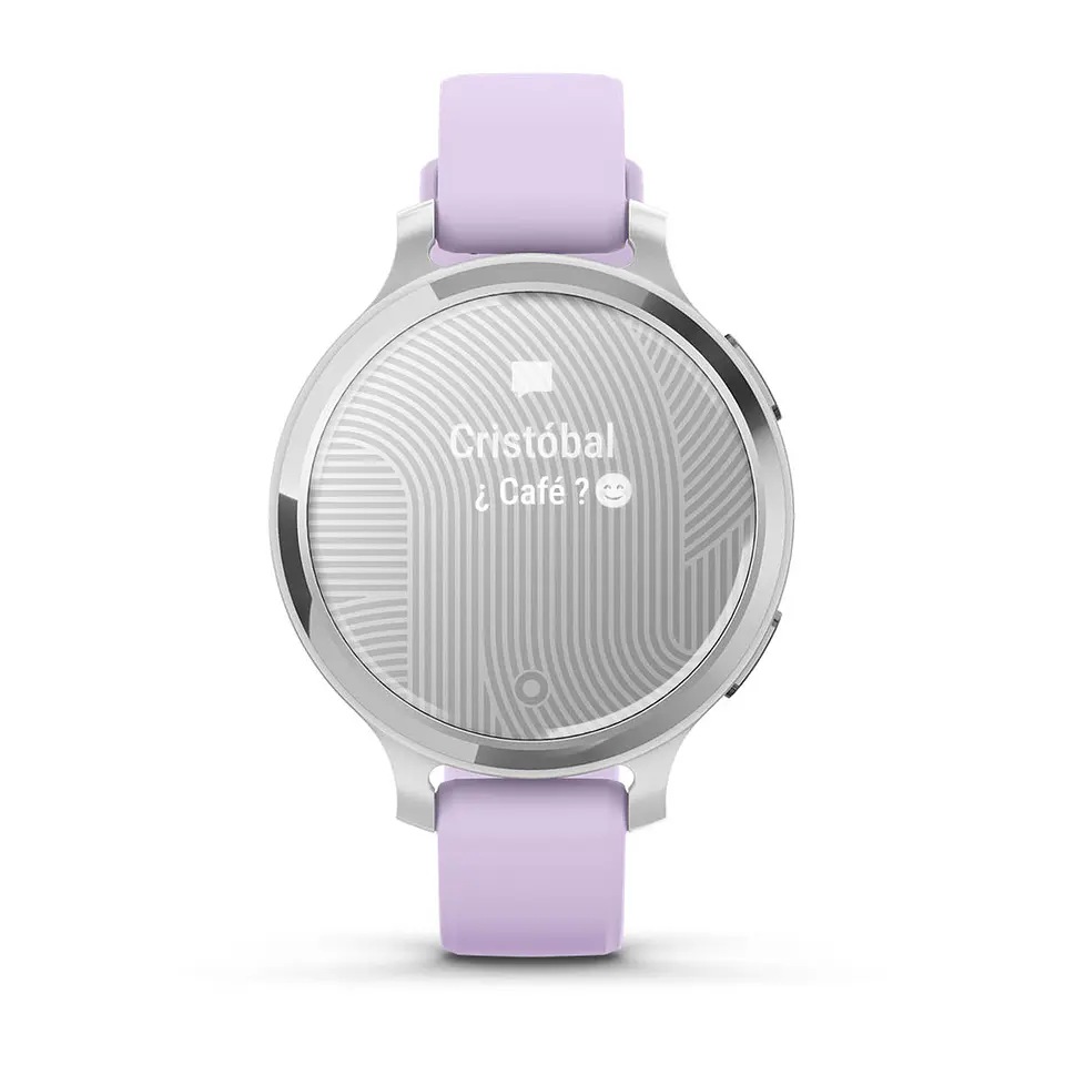 Garmin Lily® 2 Active - Plata con correa de silicona jazmín morado 6