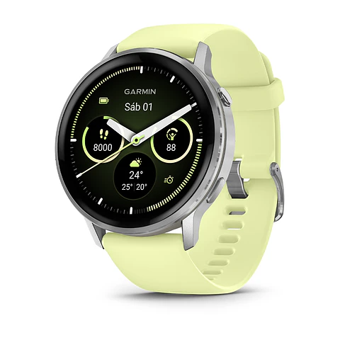 Garmin Venu 4 45 mm – Plata/Amarillo verdoso