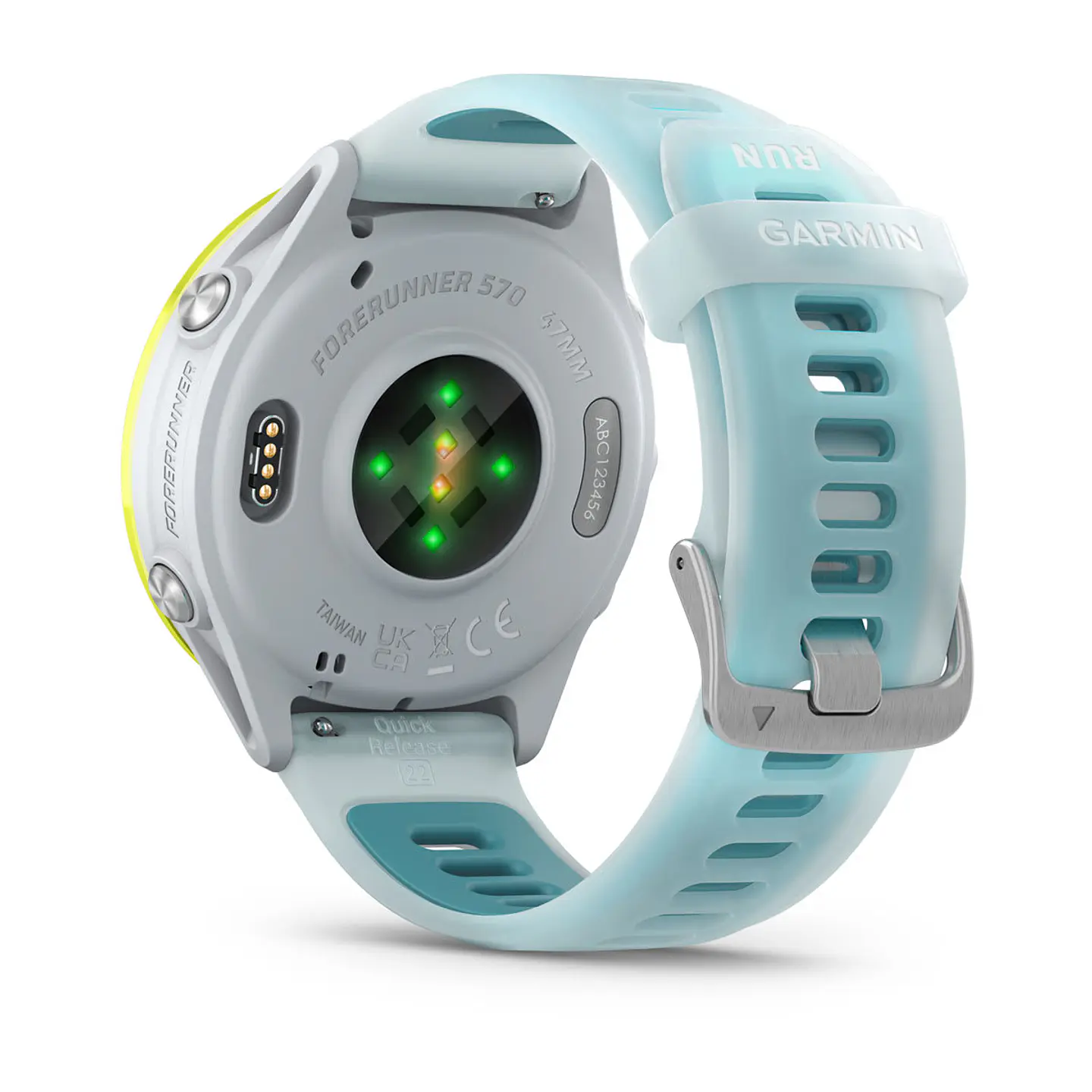 Garmin Forerunner® 570 - 47mm - Aluminio amarillo con correa en turquesa/blanco piedra traslúcido 7