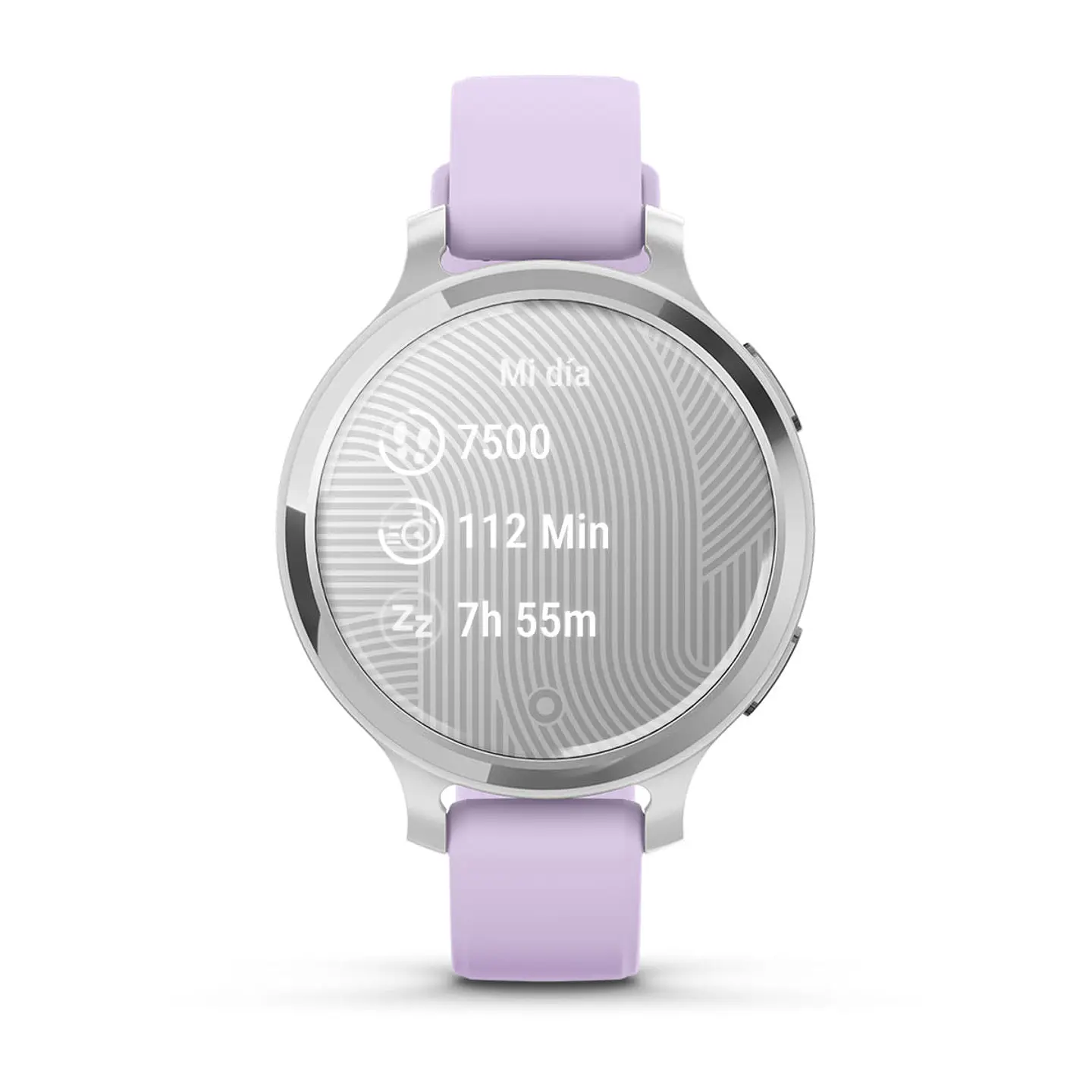 Garmin Lily® 2 Active - Plata con correa de silicona jazmín morado 7
