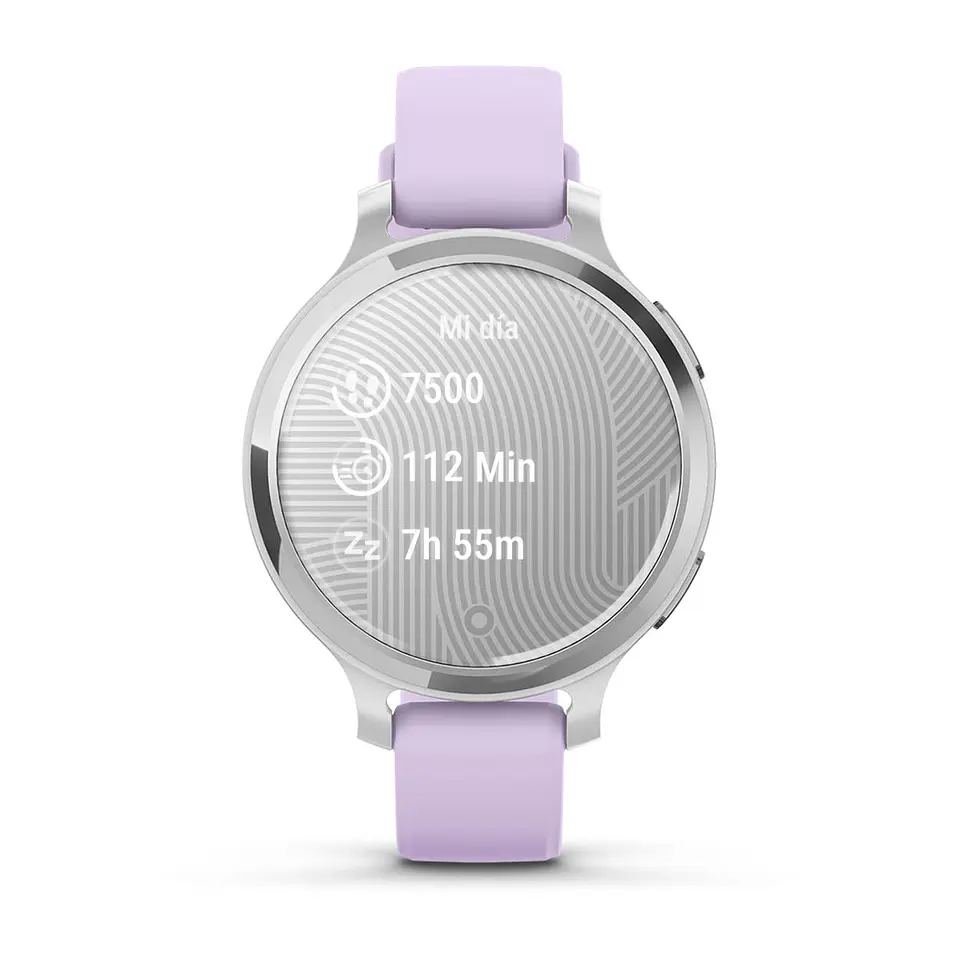 Garmin Lily® 2 Active - Plata con correa de silicona jazmín morado 7