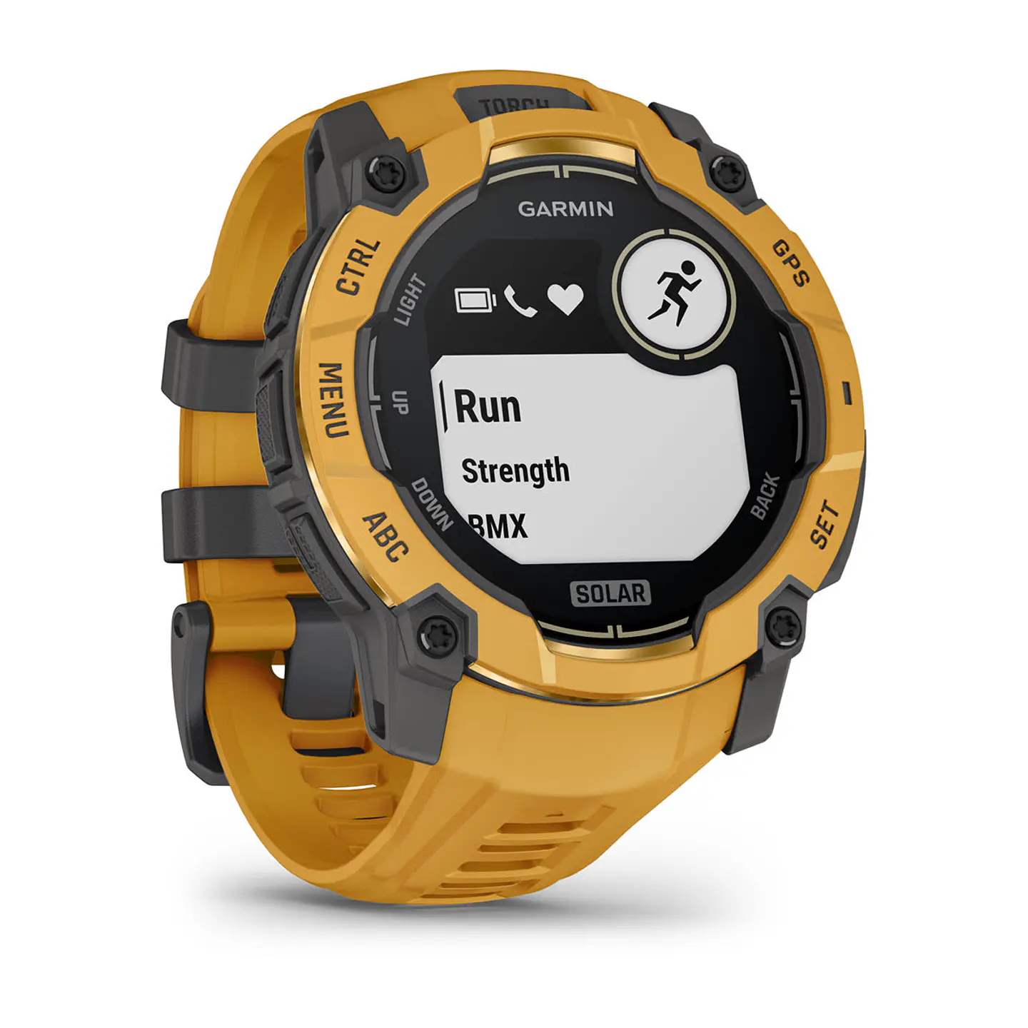 Garmin Instinct® 3 – 50 mm, Solar - Amarillo ocre con correa en Amarillo ocre/gris 3