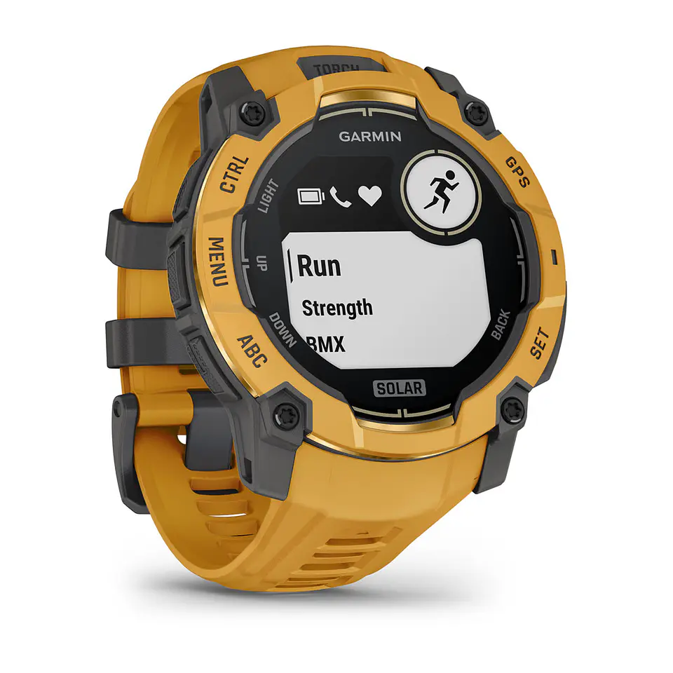 Garmin Instinct® 3 – 50 mm, Solar - Amarillo ocre con correa en Amarillo ocre/gris 3