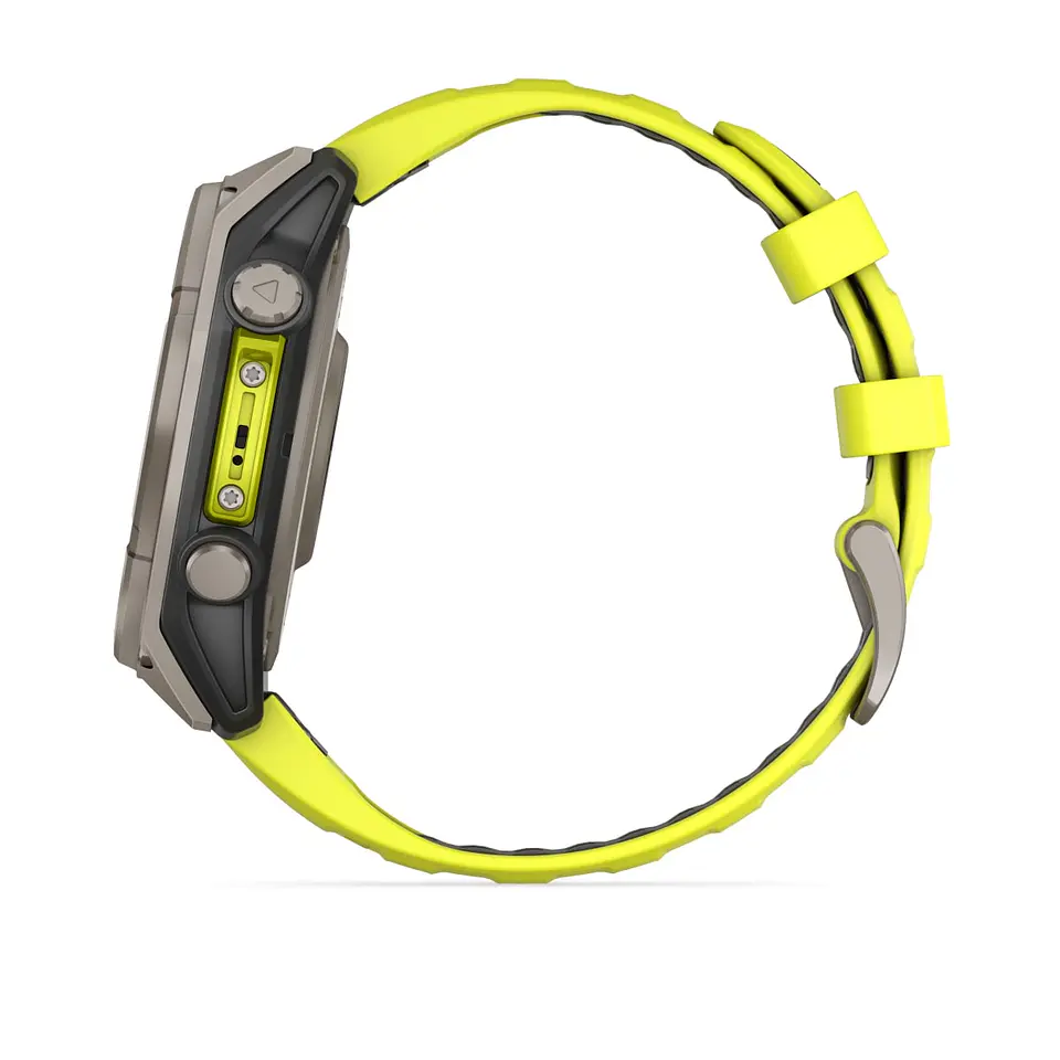 Garmin fēnix® 8 – 47 mm, Solar, Sapphire - Sapphire, Titanio con correa de silicona amarilla/grafito 13