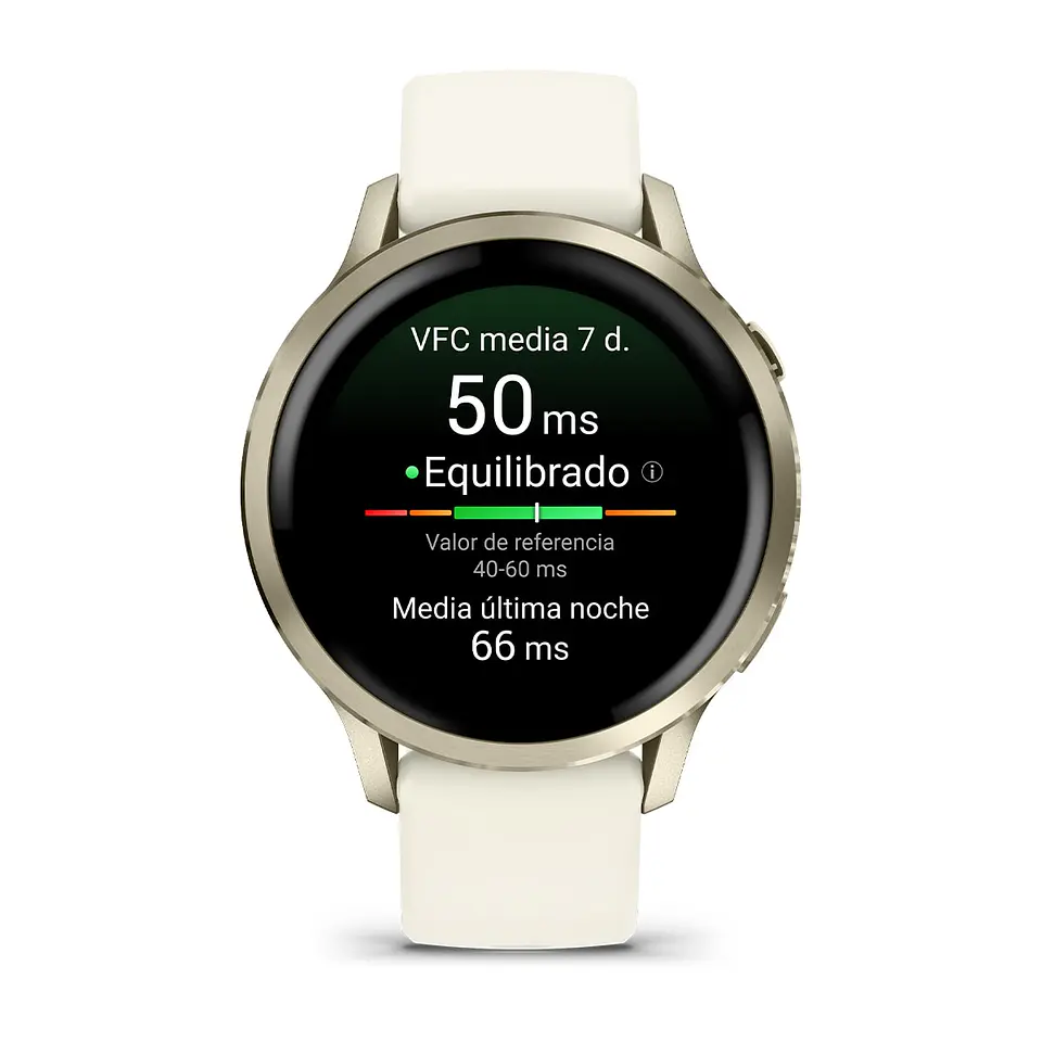 Garmin Venu® 4 - 41 mm - Oro lunar con correa de silicona hueso 2