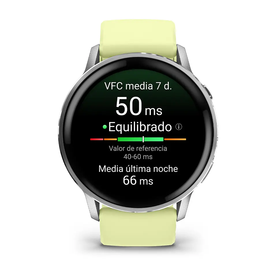 Garmin Venu® 4 - 45 mm - Plata con correa de silicona amarillo verdoso 2