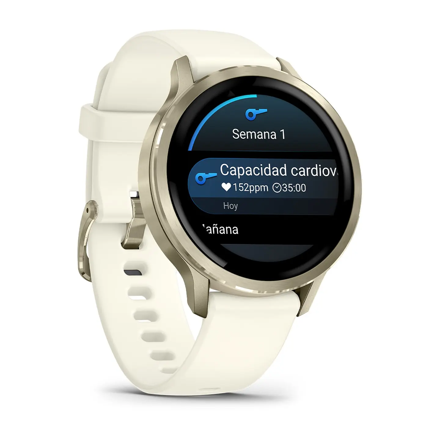 Garmin Venu® 4 - 41 mm - Oro lunar con correa de silicona hueso 3