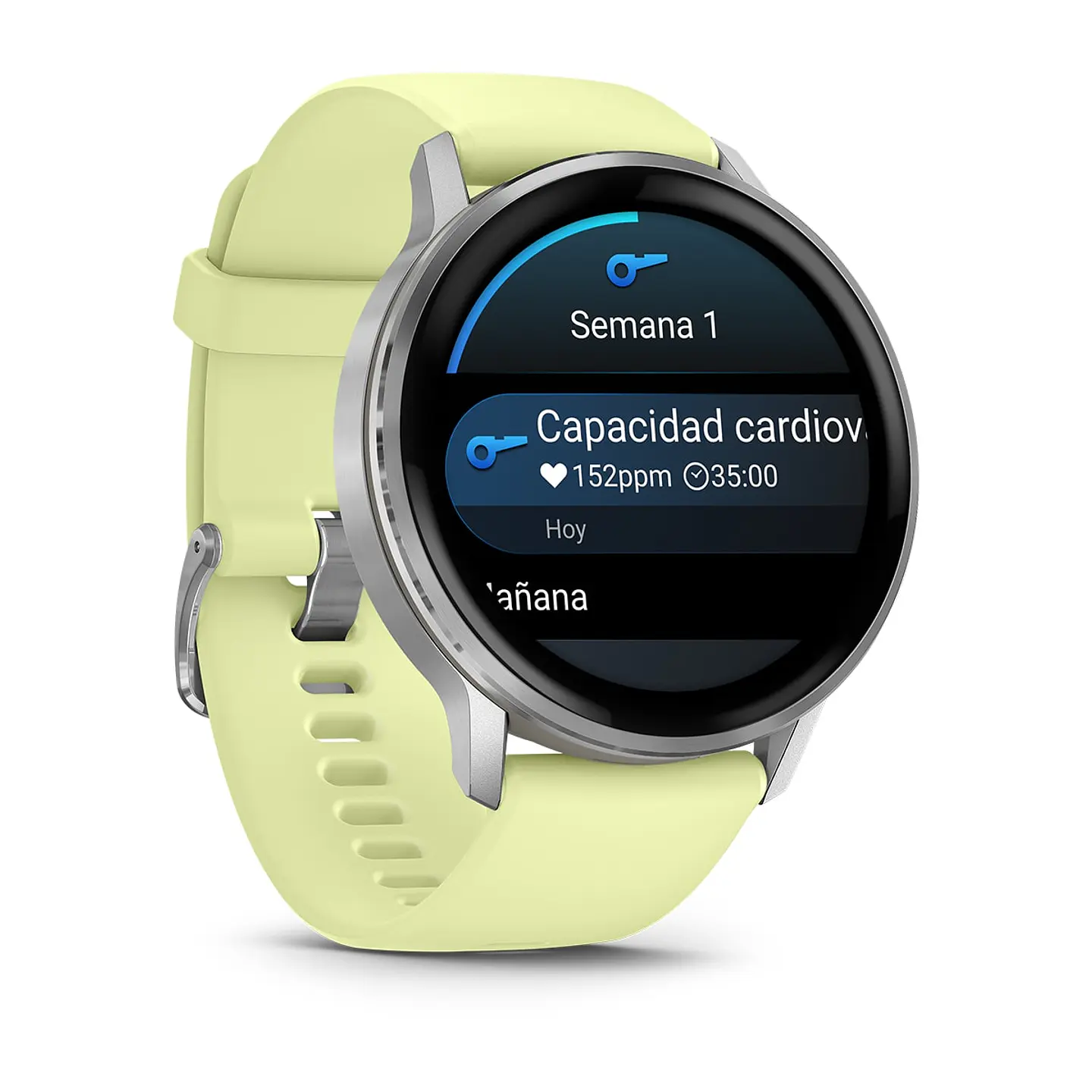 Garmin Venu® 4 - 45 mm - Plata con correa de silicona amarillo verdoso 3