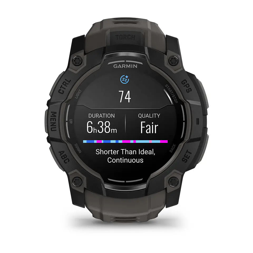 Garmin Instinct® 3 – 50 mm, AMOLED - Negro con correa gris marengo 10