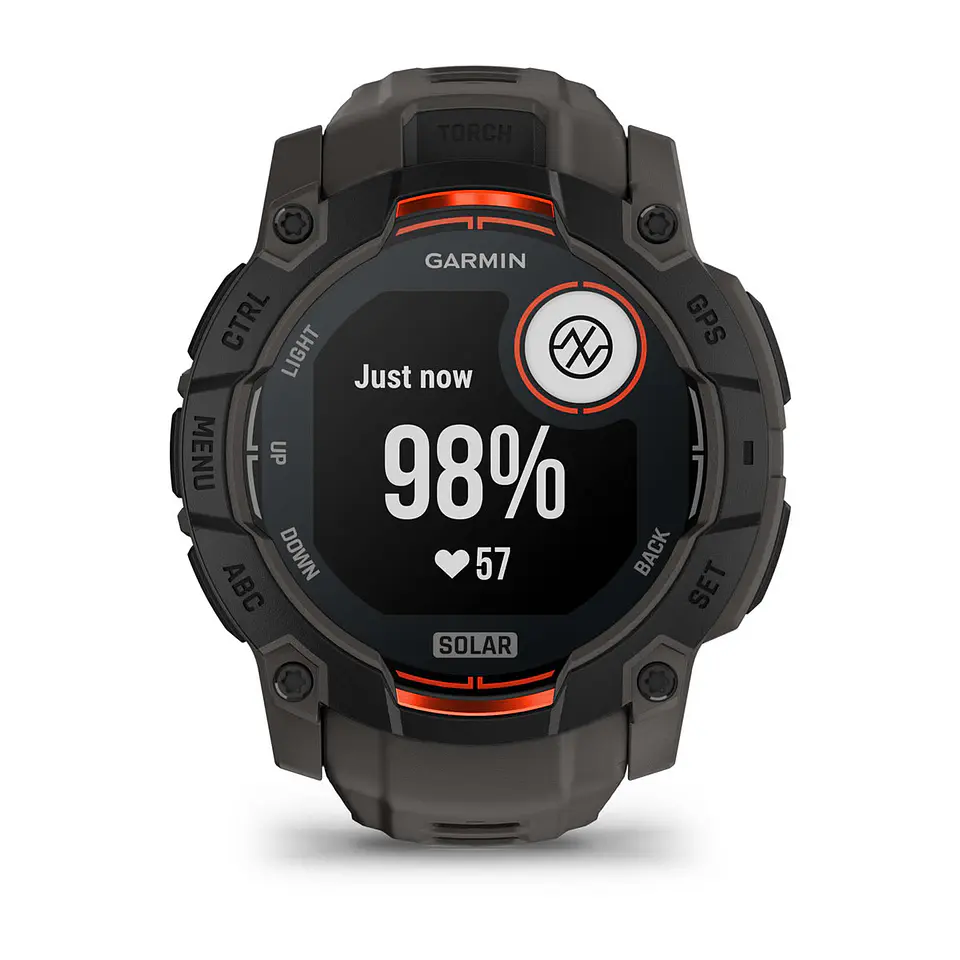Garmin Instinct® 3 – 50 mm, Solar - Negro con correa gris marengo 9