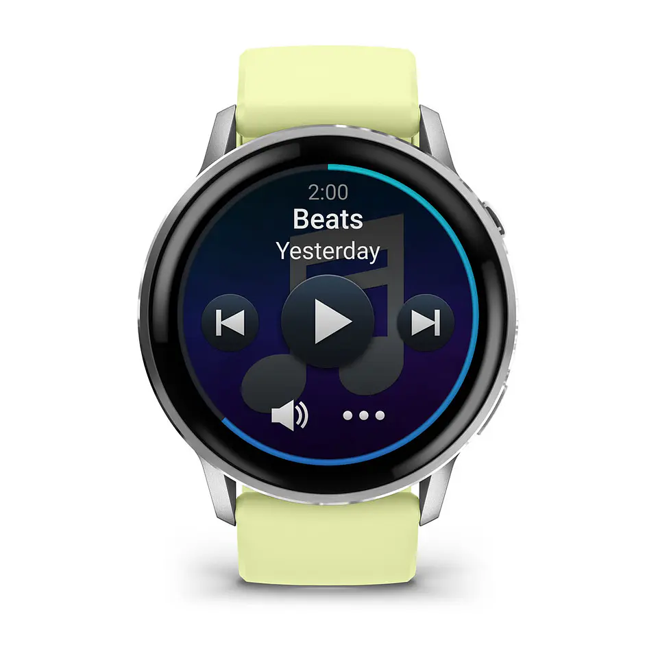 Garmin Venu® 4 - 45 mm - Plata con correa de silicona amarillo verdoso 4