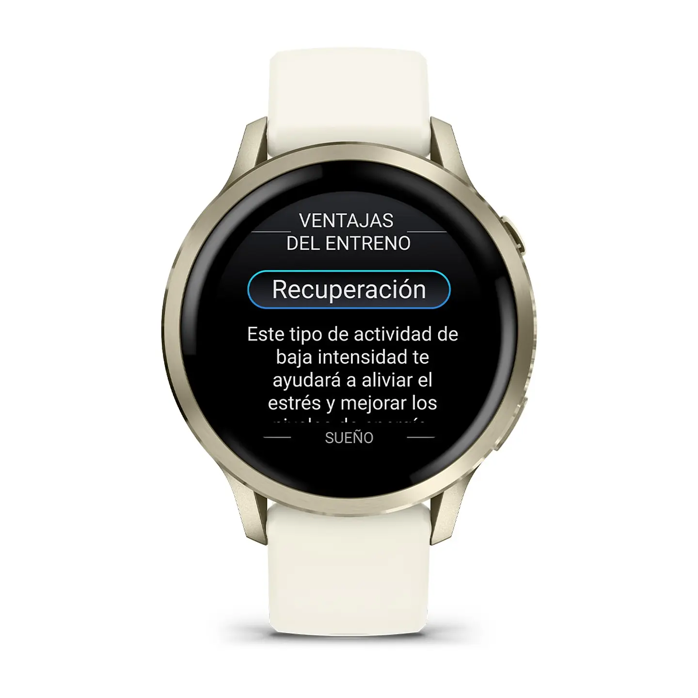 Garmin Venu® 4 - 41 mm - Oro lunar con correa de silicona hueso 6
