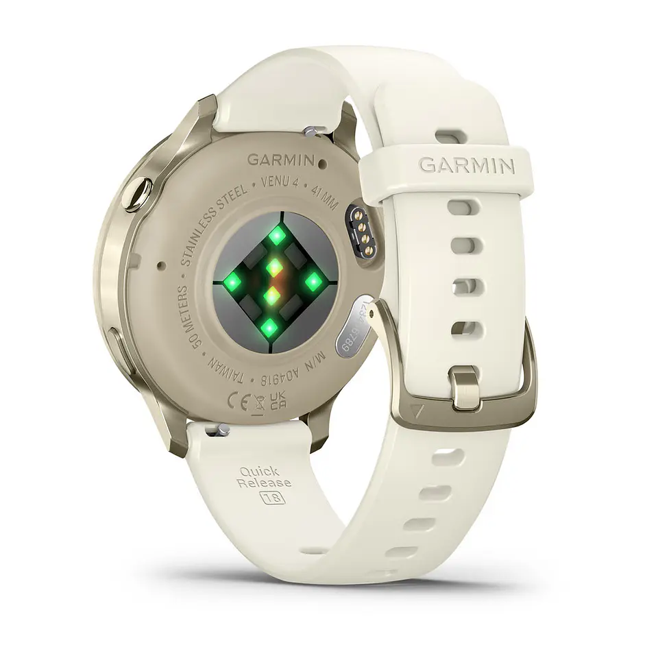 Garmin Venu® 4 - 41 mm - Oro lunar con correa de silicona hueso 7