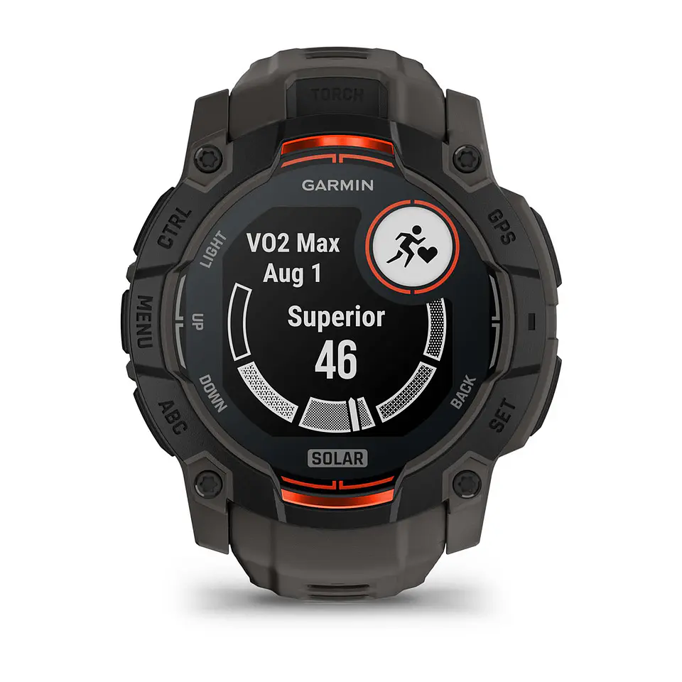 Garmin Instinct® 3 – 50 mm, Solar - Negro con correa gris marengo 16