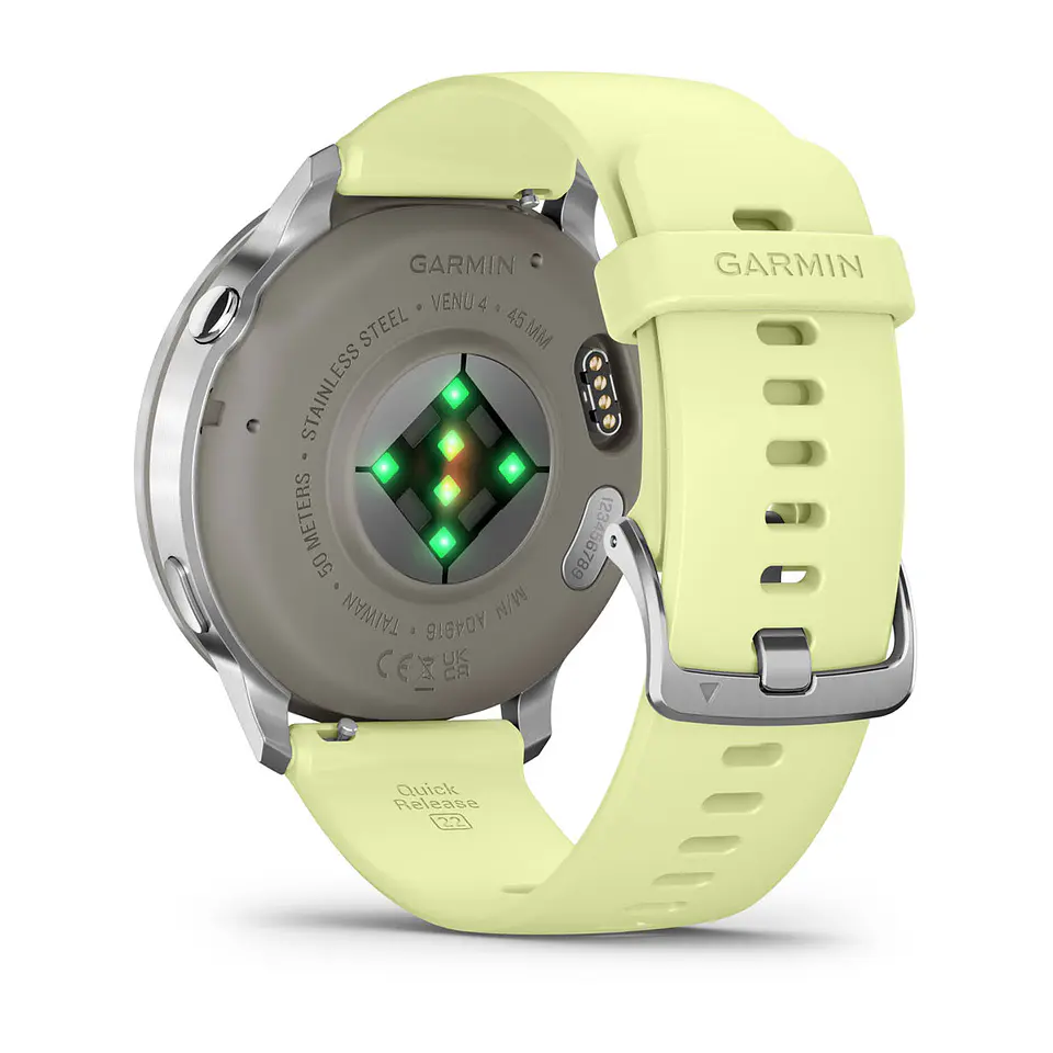 Garmin Venu® 4 - 45 mm - Plata con correa de silicona amarillo verdoso 7