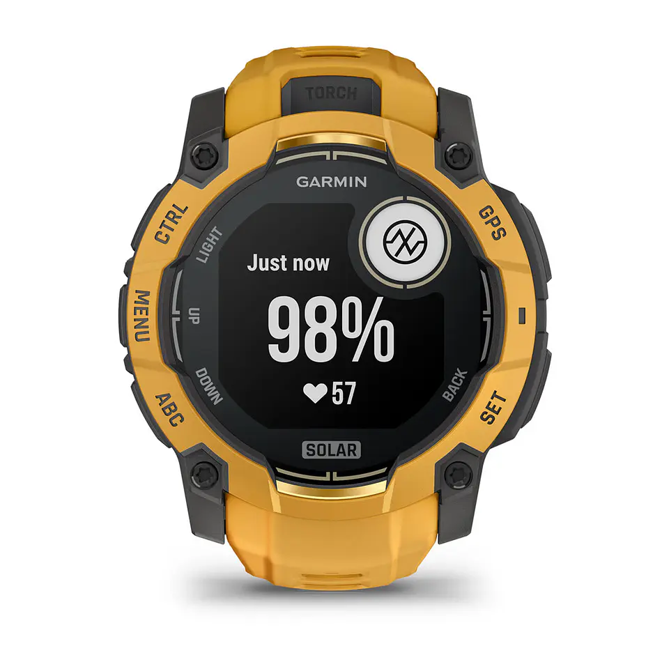 Garmin Instinct® 3 – 50 mm, Solar - Amarillo ocre con correa en Amarillo ocre/gris 9