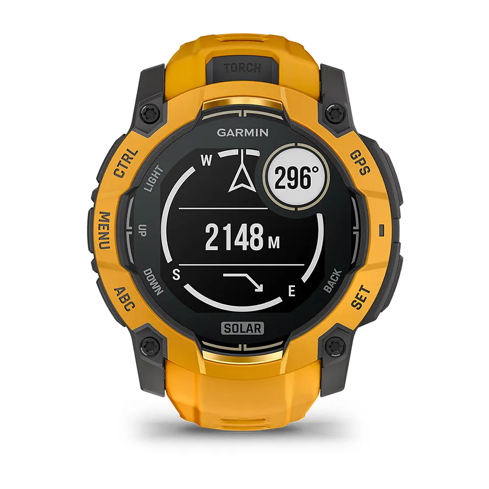 Garmin Instinct® 3 – 50 mm, Solar - Amarillo ocre con correa en Amarillo ocre/gris 10