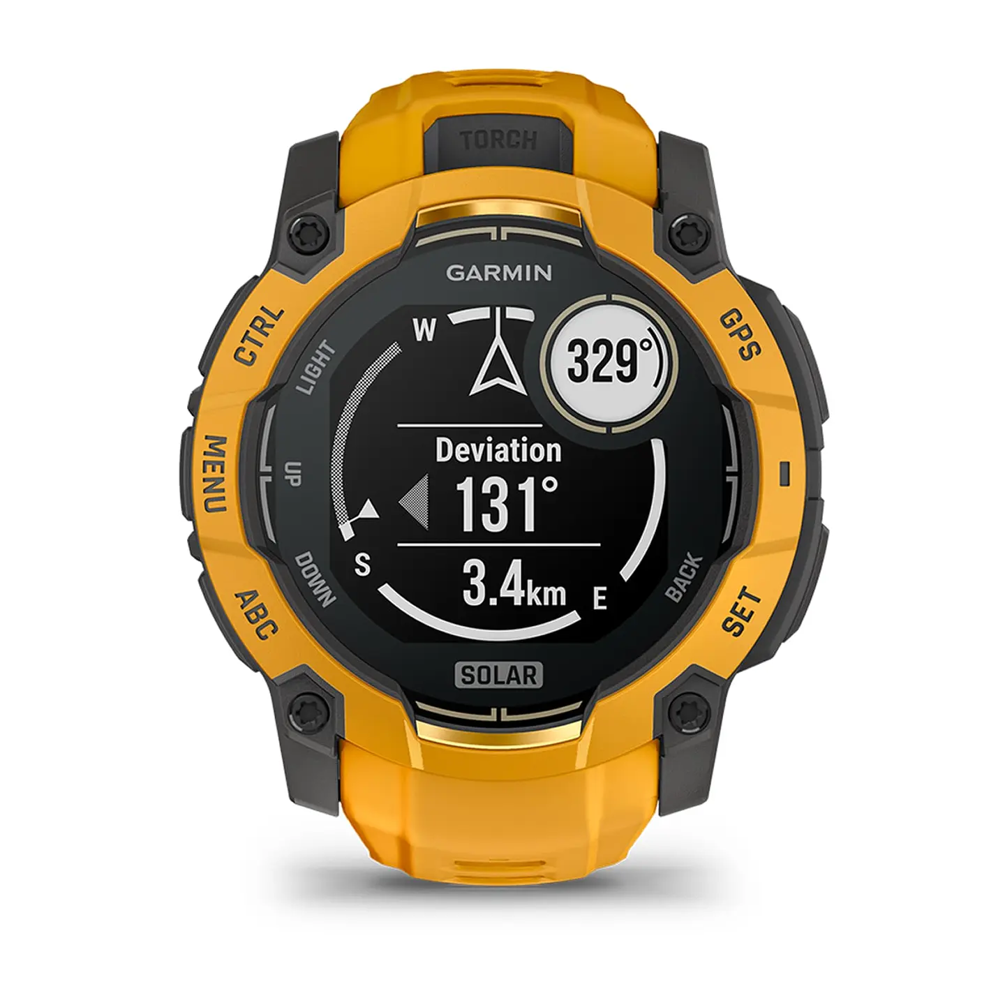 Garmin Instinct® 3 – 50 mm, Solar - Amarillo ocre con correa en Amarillo ocre/gris 11