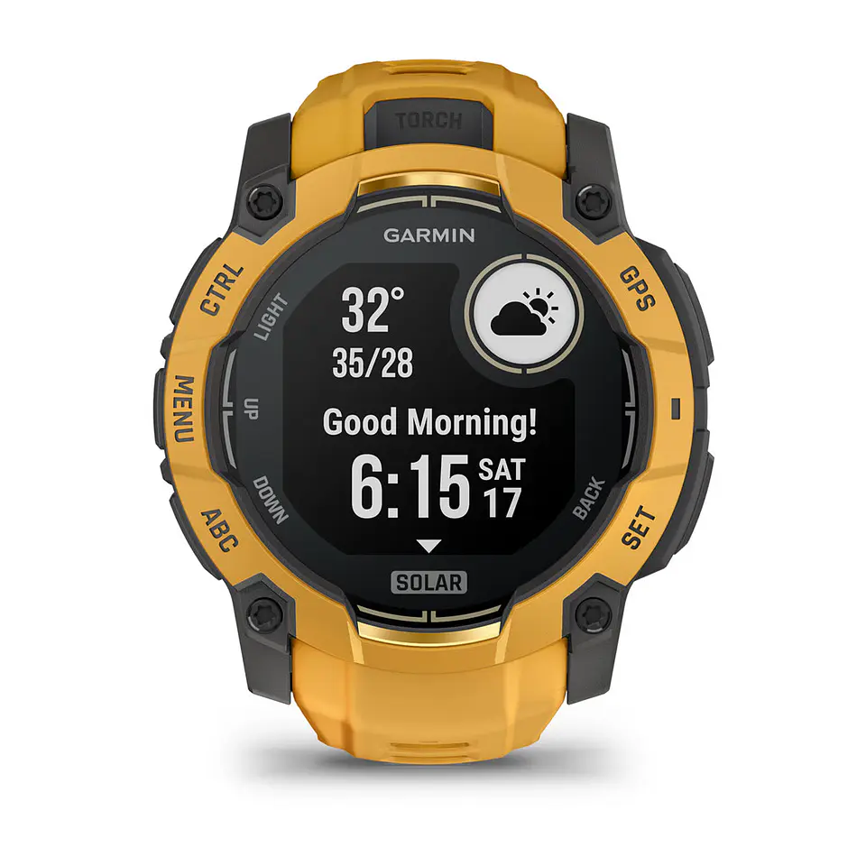 Garmin Instinct® 3 – 50 mm, Solar - Amarillo ocre con correa en Amarillo ocre/gris 13