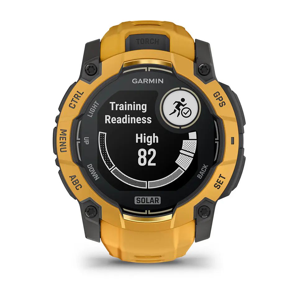 Garmin Instinct® 3 – 50 mm, Solar - Amarillo ocre con correa en Amarillo ocre/gris 15