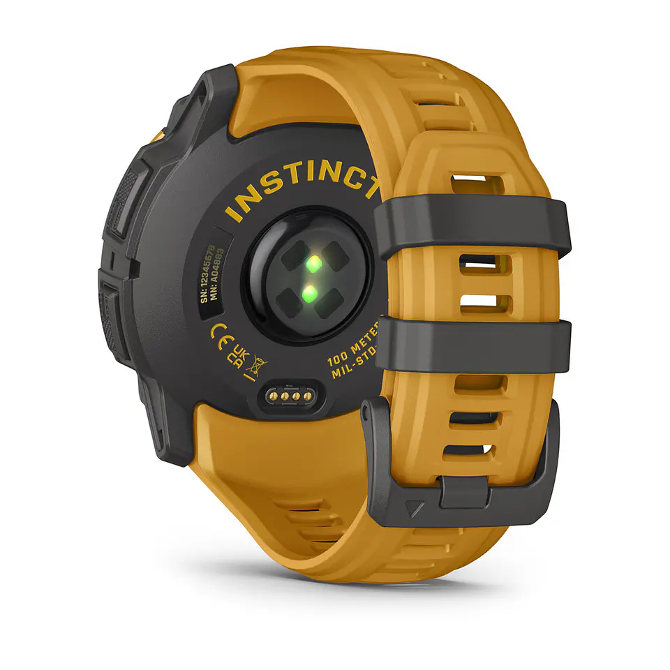 Garmin Instinct® 3 – 50 mm, Solar - Amarillo ocre con correa en Amarillo ocre/gris 18