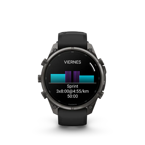 Garmin fēnix® 9 Pro – 47 mm Titanio DLC gris carbón con correa negra