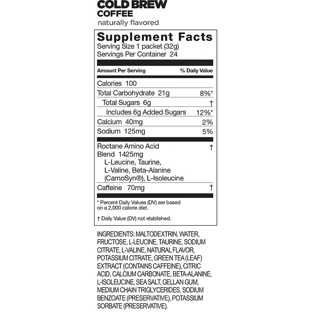 Gel Energético GU Roctane Cold Brew Coffee – Información nutricional