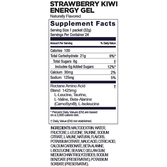 Gel Energético GU Roctane Strawberry Kiwi – Información nutricional