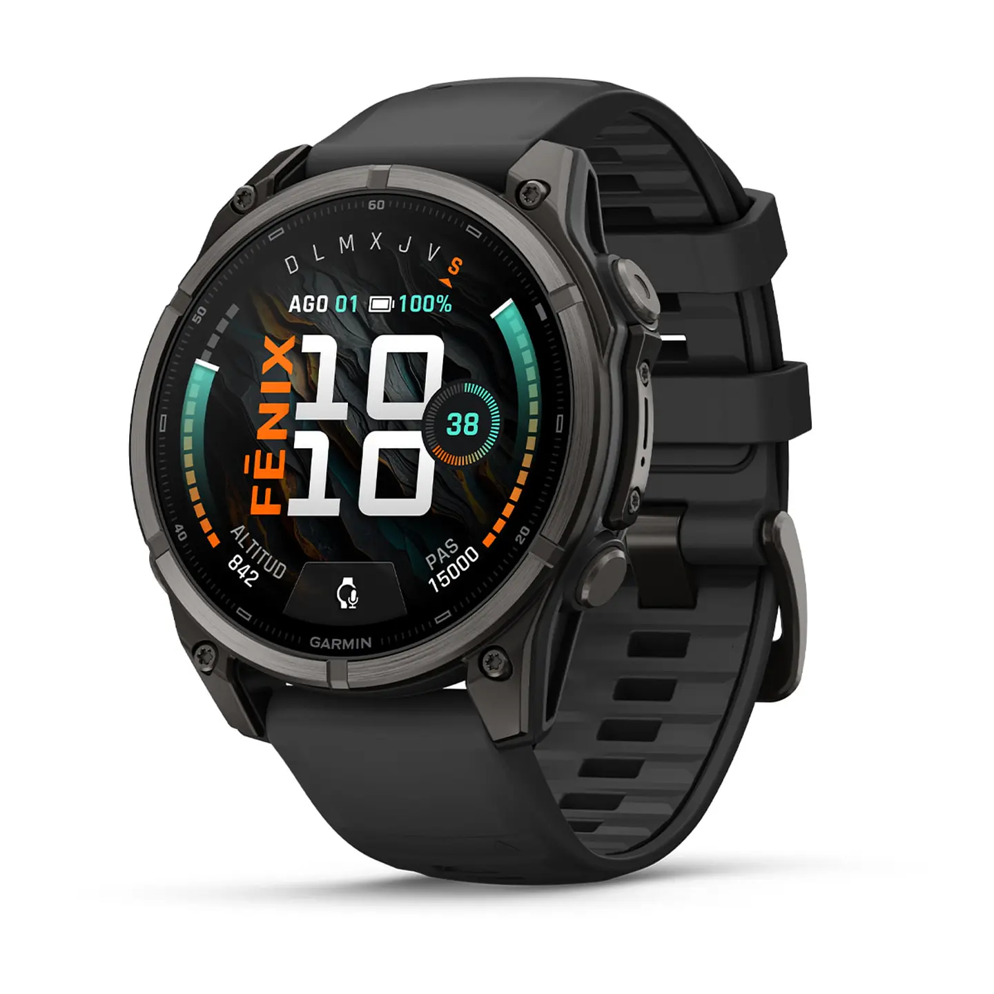 Garmin fēnix 9 47 mm – Titanio DLC, correa negra 1