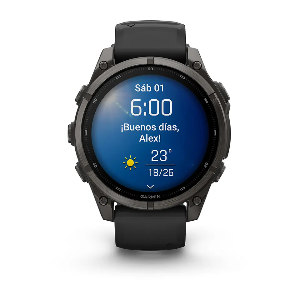 Garmin fēnix 9 47 mm – Titanio DLC, correa negra 9
