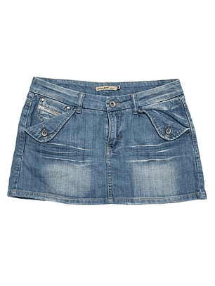 Mini falda mezclilla (L · Mujer)