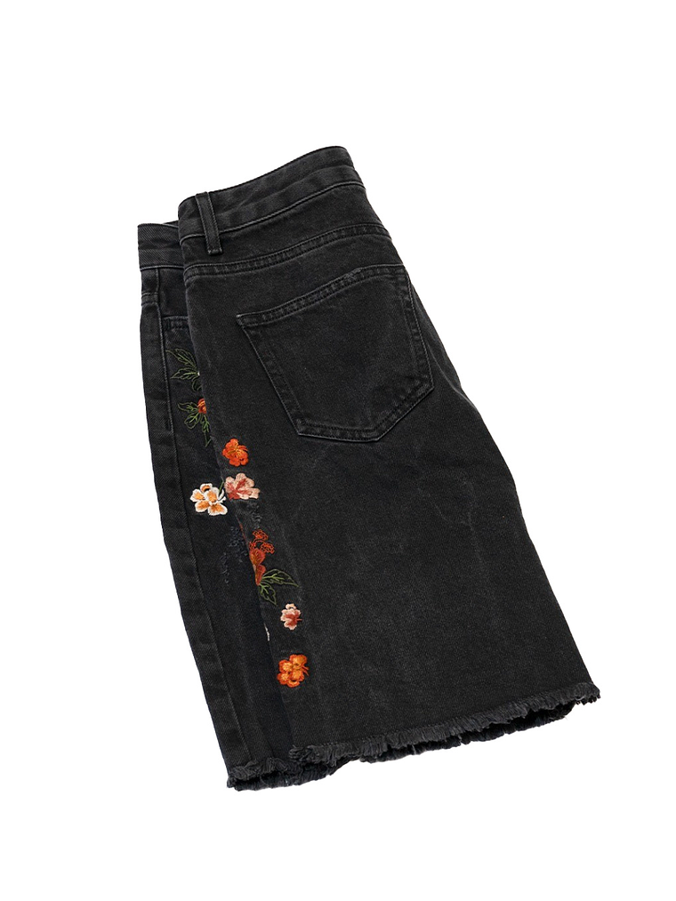 Falda jenas, con bordeado floreado 2