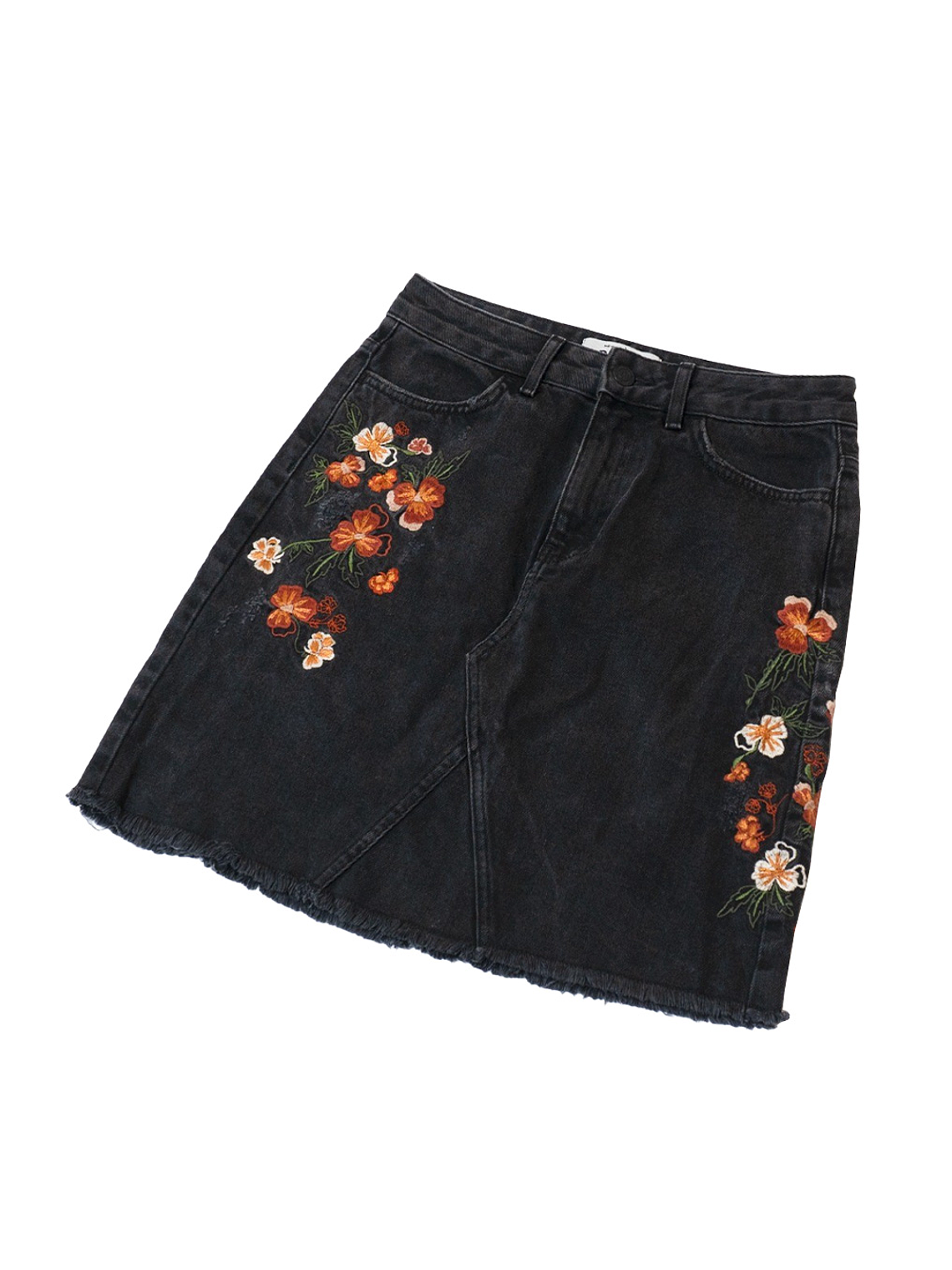 Falda jenas, con bordeado floreado 1