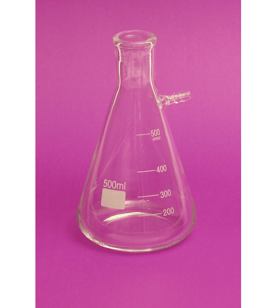 Matraz de Kitasato de 500 mL, boca angosta, fabricado en vidrio borosilicato 3.3