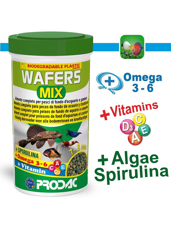 Alimento Peces Fondo Wafers Mix 100ml/50g Comida Italiana