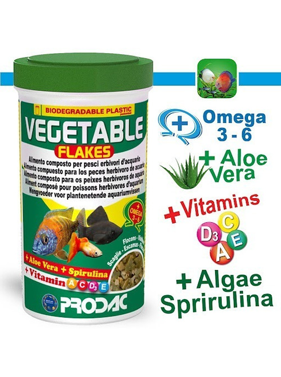 Alimento Hojuelas Peces Vegetal 250ml/50gr Prodac - Italiana