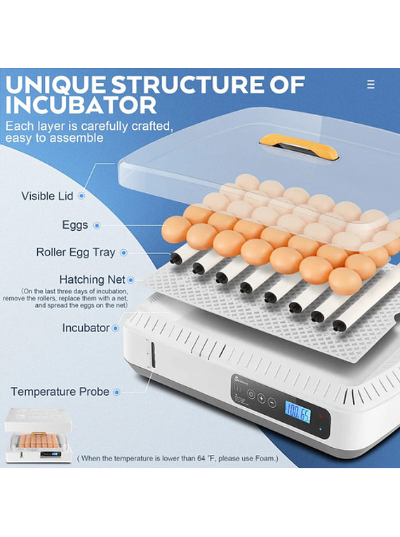 Incubadora De Huevos Control Humedad Temperatura 35 Huevos 